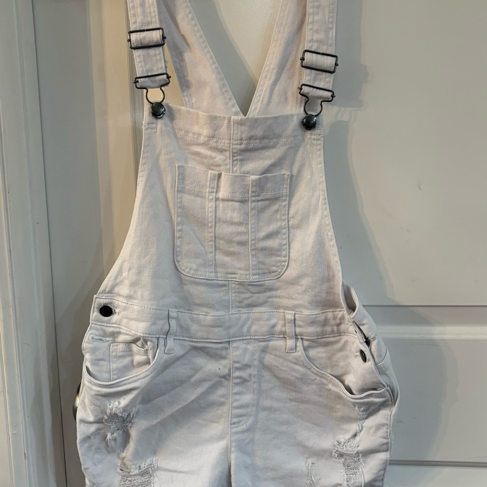 White Denim Overalls
